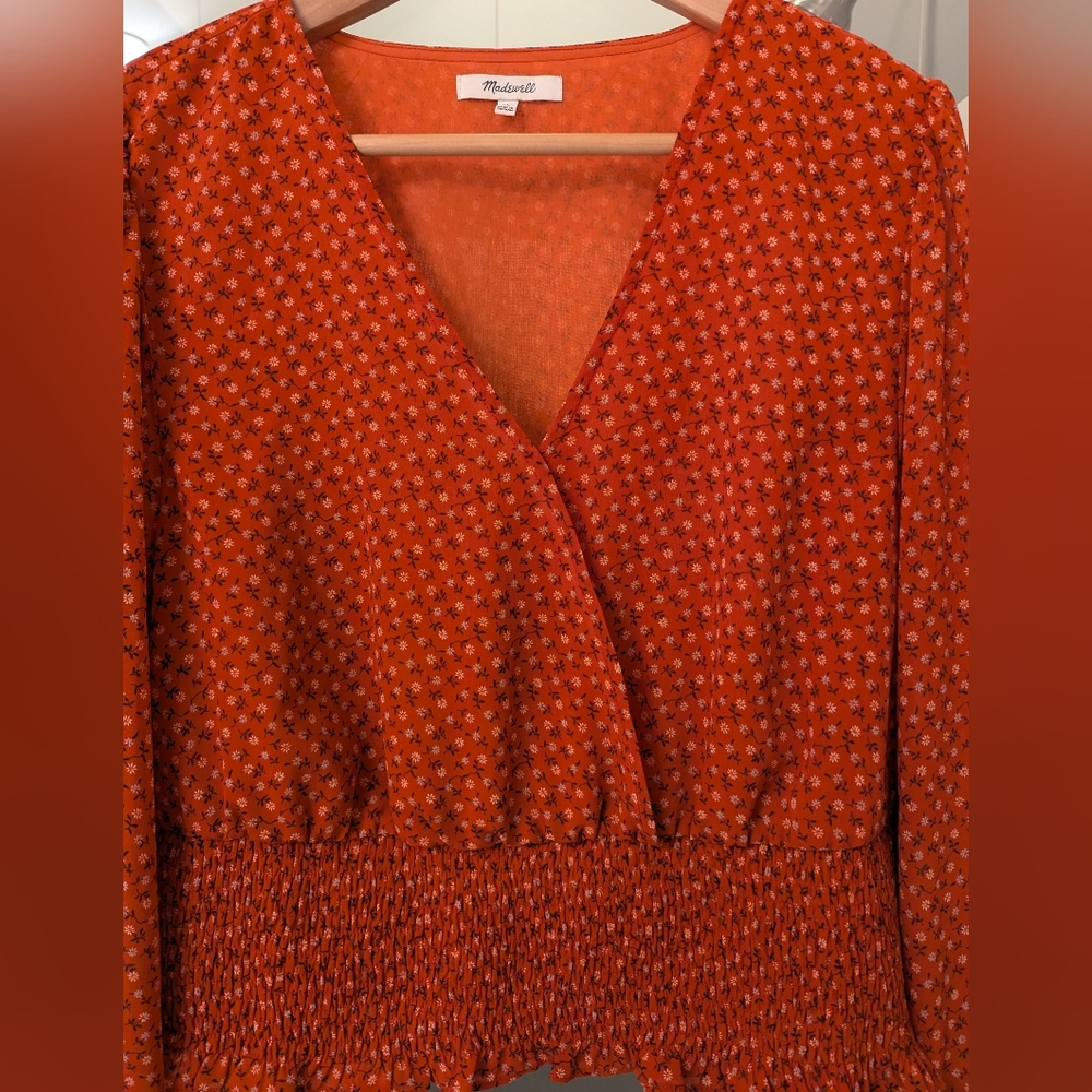 Madewell Smocked-Waist Georgette Top In Micro Floral - Picture 3 of 6